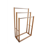 Bamboo Towel Bar Metal Holder Rack 3-Tier Freestanding for Bathroom and Bedroom - Furniture > Bathroom
