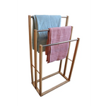 Bamboo Towel Bar Metal Holder Rack 3-Tier Freestanding for Bathroom and Bedroom - Furniture > Bathroom