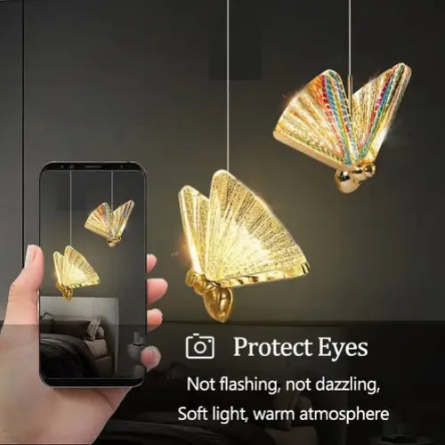 BAMDECOR LED Modern Bedroom Bedside Creative Butterfly Hanging Chandelier Light Fixtures for Stairs Nordic Decoration