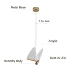 BAMDECOR LED Modern Bedroom Bedside Creative Butterfly Hanging Chandelier Light Fixtures for Stairs Nordic Decoration