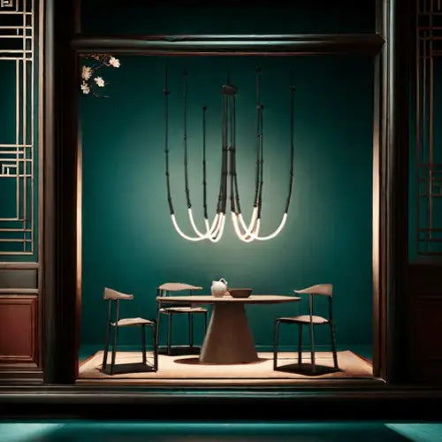 BAMDECOR Minimalistic Retro LED Minimalism Designer Lustre Hanging Lamps Slender-Shape LED Pendant Light (Black) - Home