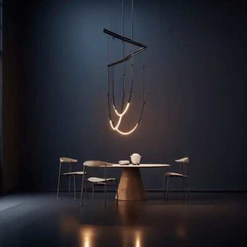 BAMDECOR Minimalistic Retro LED Minimalism Designer Lustre Hanging Lamps Slender-Shape LED Pendant Light (Black) - Home