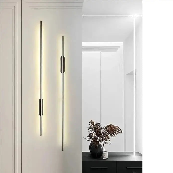 BAMDECOR Modern Minimalist Wall Light Long Tube LED Black Bedside Sconces Wall Lights with with Acrylic Shade Wall