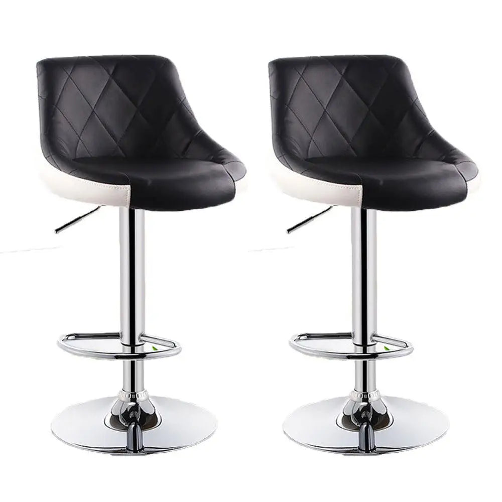 Bar Stools Kitchen Bar Stool Leather Barstools Swivel Gas Lift Counter Chairs x2 BS8403 Black - Furniture > Bar Stools