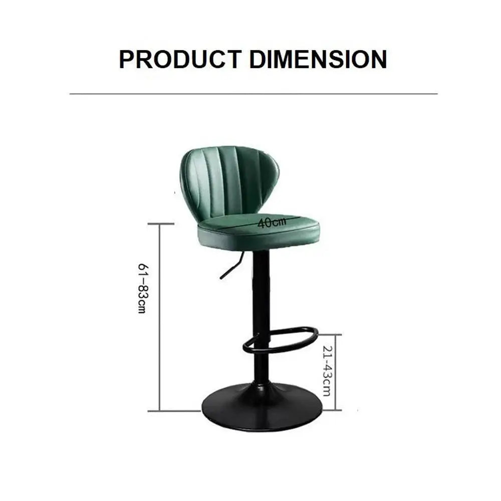 Bar Stools Kitchen Bar Stool Leather Barstools Swivel Gas Lift Counter Chairs x2 BS8405 Green - Furniture > Bar Stools