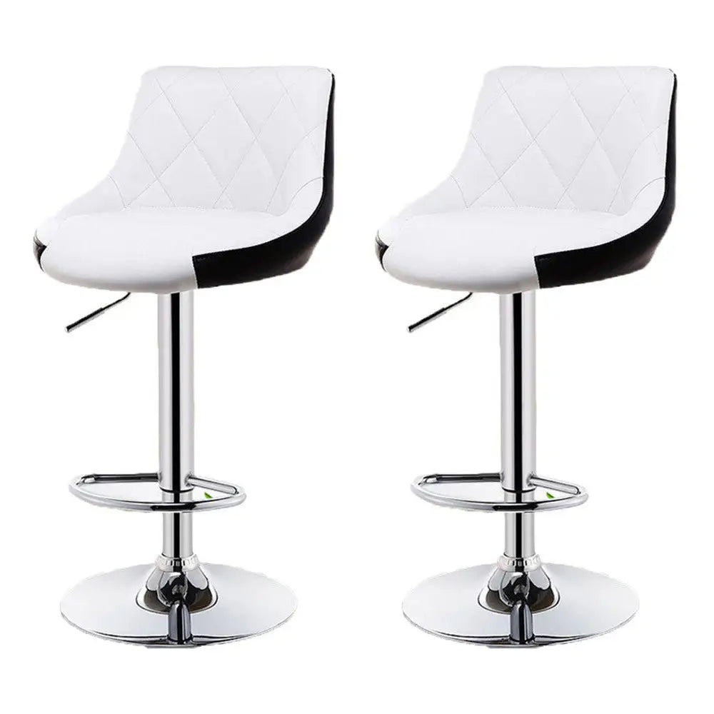 Bar Stools Kitchen Bar Stool Leather Barstools Swivel Gas Lift Counter Chairs x2 BS8403 White - Furniture > Bar Stools