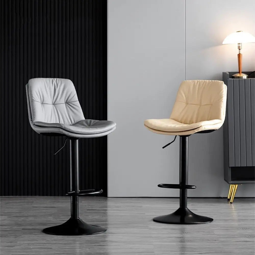Bar Stools Kitchen Bar Stool Leather Barstools Swivel Gas Lift Counter Chairs x2 BS8406 Brown - Furniture > Bar Stools