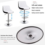 Bar Stools Kitchen Bar Stool Leather Barstools Swivel Gas Lift Counter Chairs x2 BS8403 White - Furniture > Bar Stools