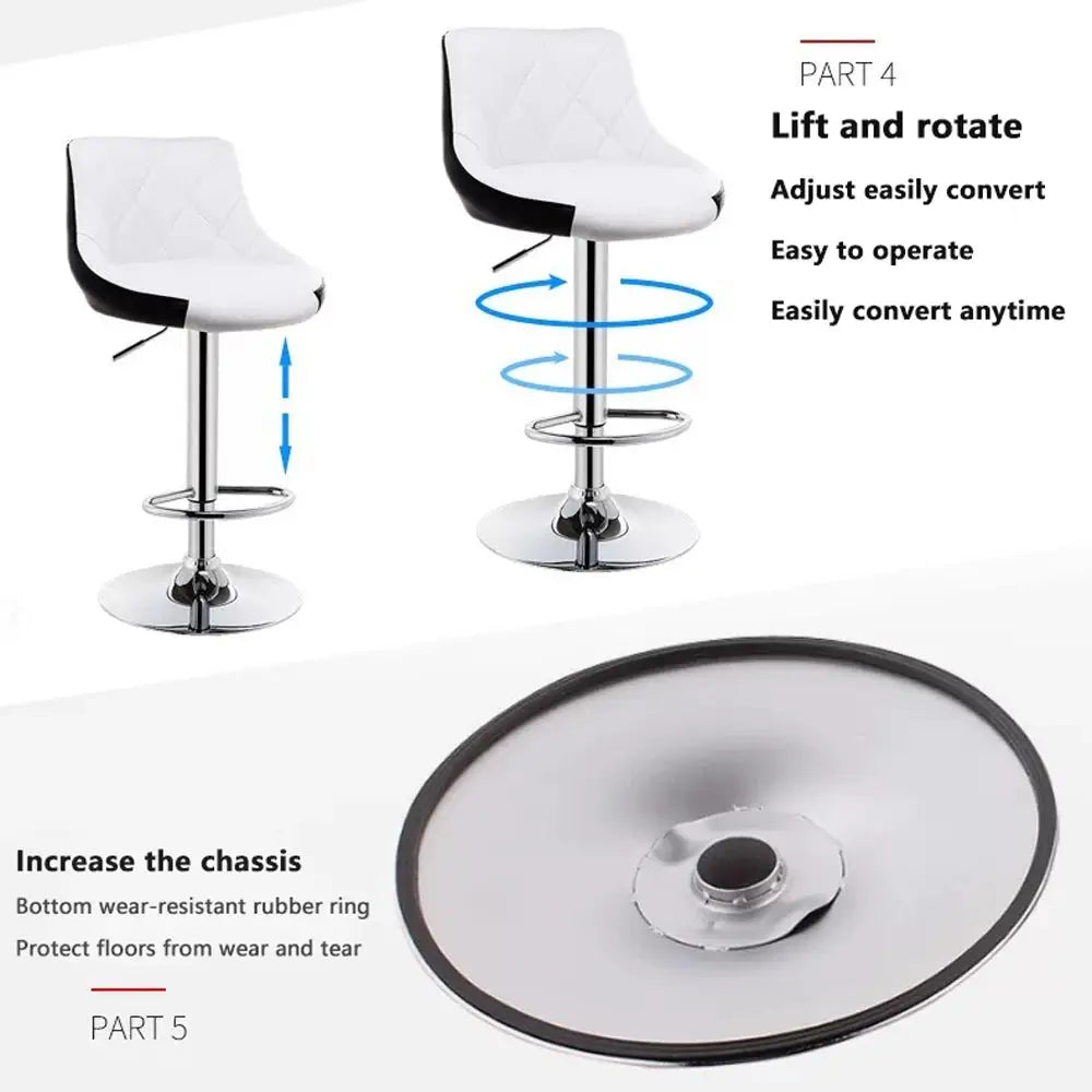 Bar Stools Kitchen Bar Stool Leather Barstools Swivel Gas Lift Counter Chairs x2 BS8403 White - Furniture > Bar Stools
