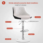 Bar Stools Kitchen Bar Stool Leather Barstools Swivel Gas Lift Counter Chairs x2 BS8403 White - Furniture > Bar Stools