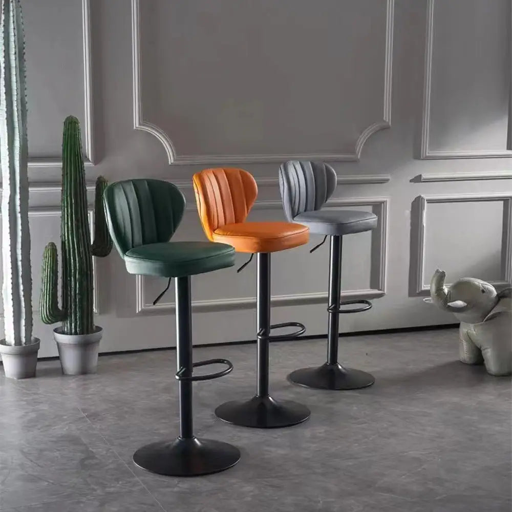 Bar Stools Kitchen Bar Stool Leather Barstools Swivel Gas Lift Counter Chairs x2 BS8405 Green - Furniture > Bar Stools