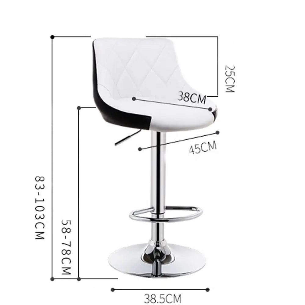 Bar Stools Kitchen Bar Stool Leather Barstools Swivel Gas Lift Counter Chairs x2 BS8403 White - Furniture > Bar Stools