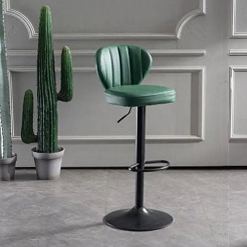 Bar Stools Kitchen Bar Stool Leather Barstools Swivel Gas Lift Counter Chairs x2 BS8405 Green - Furniture > Bar Stools
