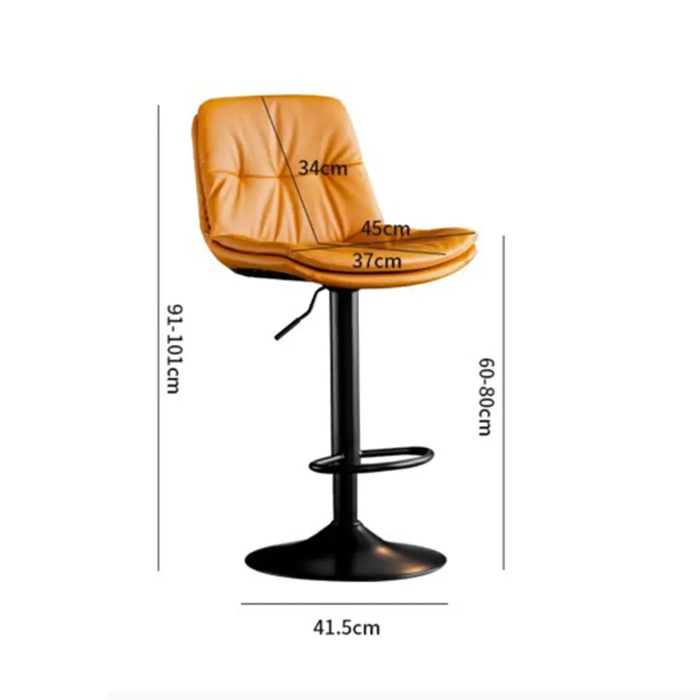 Bar Stools Kitchen Bar Stool Leather Barstools Swivel Gas Lift Counter Chairs x2 BS8406 Brown - Furniture > Bar Stools