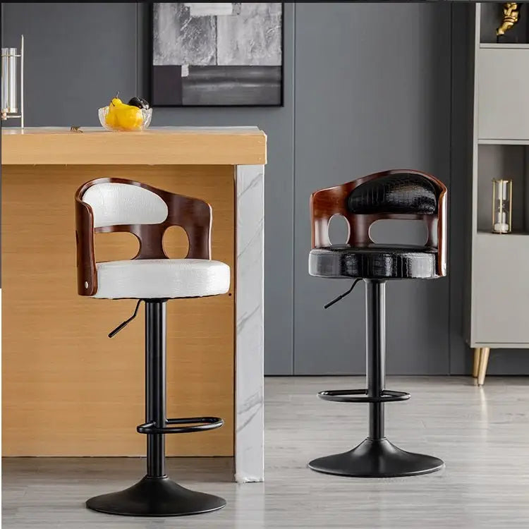 Bar Stools Kitchen Bar Stool Leather Barstools Swivel Gas Lift Counter Chairs- White - Furniture > Bar Stools & Chairs