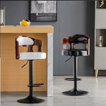 Bar Stools Kitchen Bar Stool Leather Barstools Swivel Gas Lift Counter Chairs- White - Furniture > Bar Stools & Chairs