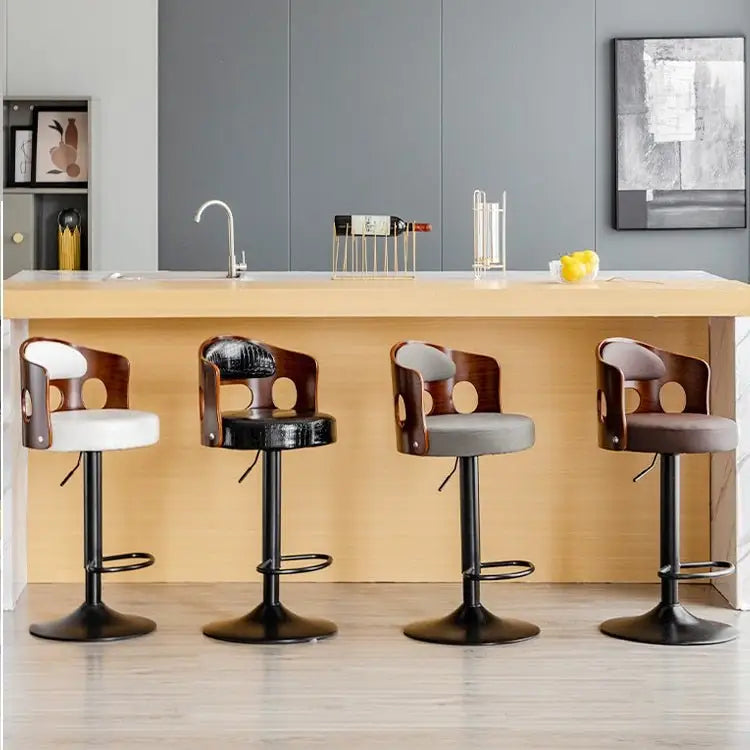 Bar Stools Kitchen Bar Stool Leather Barstools Swivel Gas Lift Counter Chairs- White - Furniture > Bar Stools & Chairs