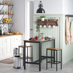 Bar Table with Solid Metal Frame and Wood Look 120 x 60 x 90 cm - Furniture > Living Room