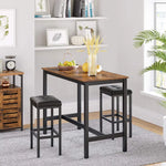Bar Table with Solid Metal Frame and Wood Look 120 x 60 x 90 cm - Furniture > Living Room