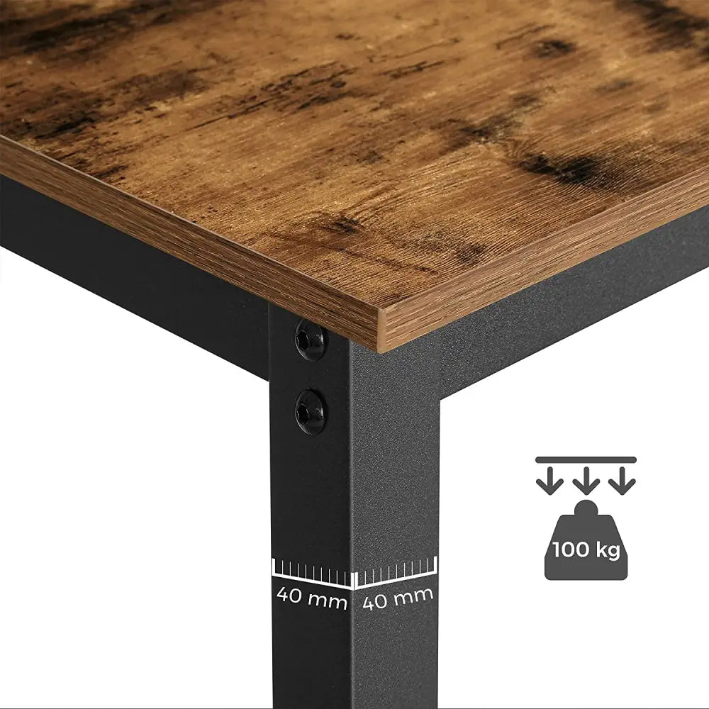 Bar Table with Solid Metal Frame and Wood Look 120 x 60 x 90 cm - Furniture > Living Room