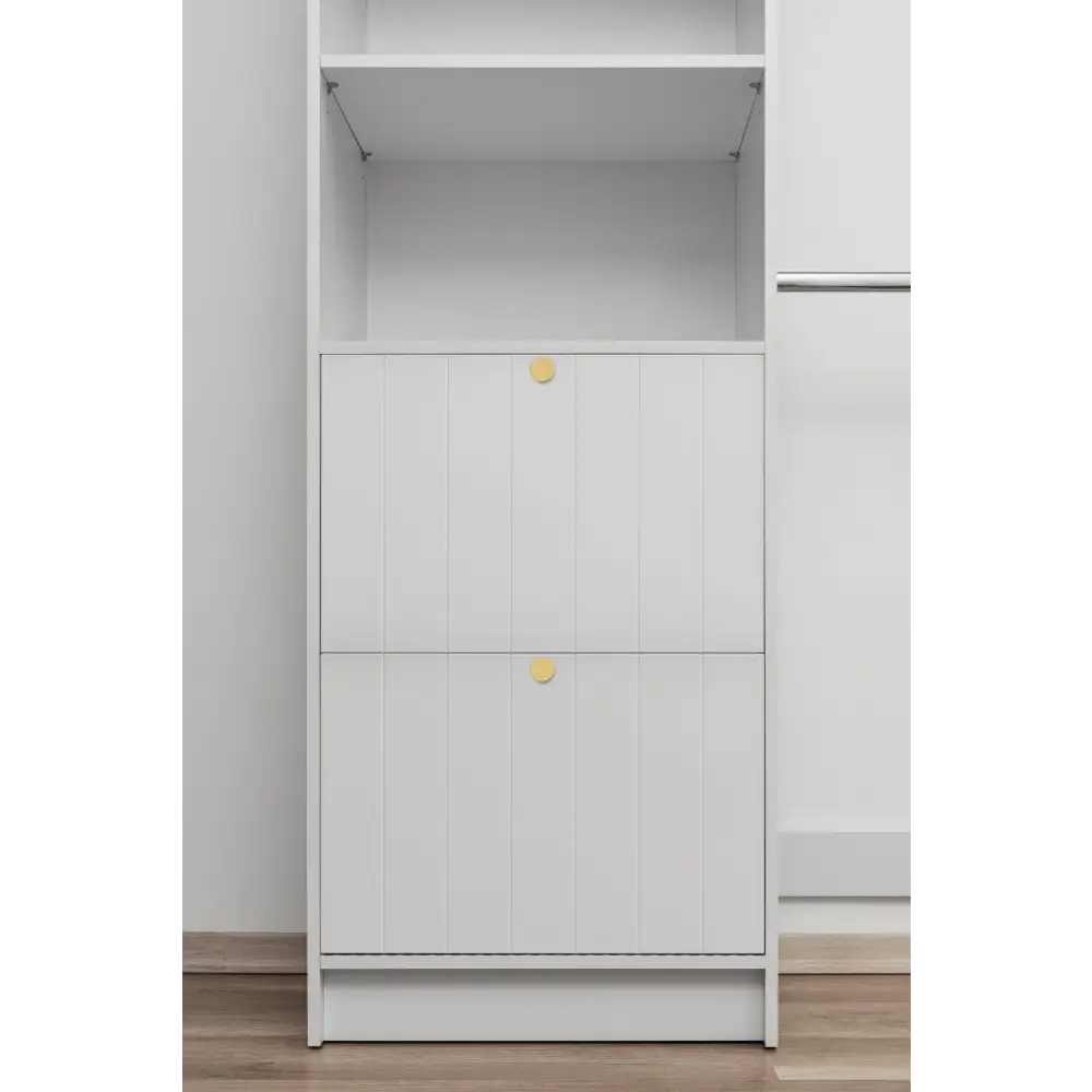 Basel VJ Panel Round Brass Walk In Wardrobe Kit - White - Home & Garden > Storage > Clothing & Wardrobe Storage