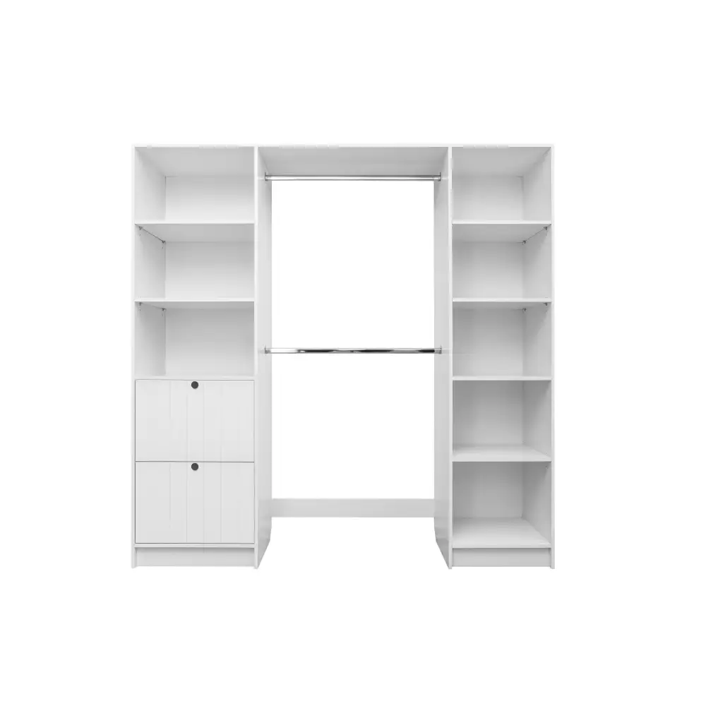 BASEL WALK IN WARDROBE KIT - WHITE - VJ PANEL - ROUND BLACK - Home & Garden > Storage > Clothing & Wardrobe Storage