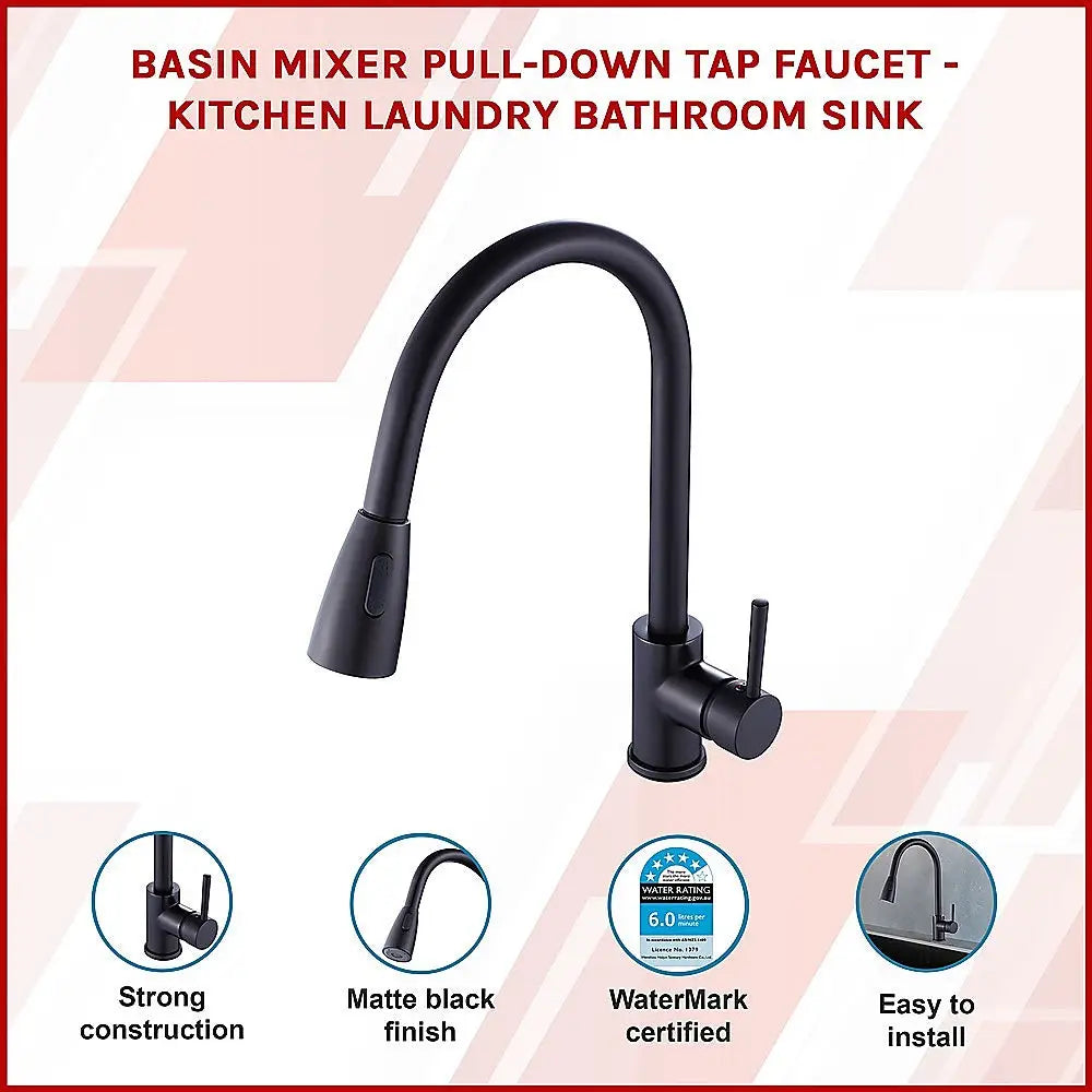 Basin Mixer Pull-Down Tap Faucet -Kitchen Laundry Bathroom Sink - Furniture > Bathroom > Tap & Sink Accessories
