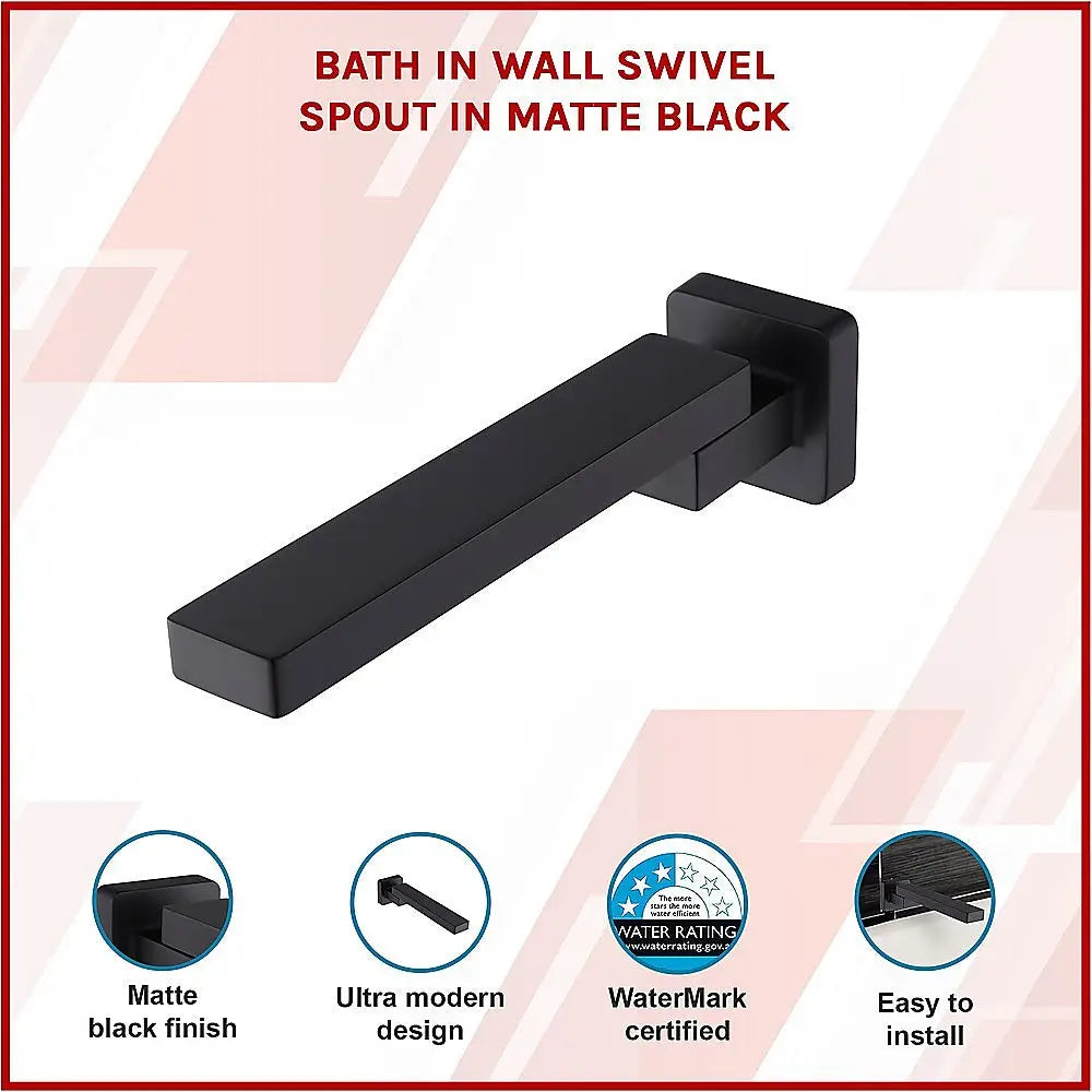 Bath In Wall Swivel Spout in Matte Black - Furniture > Bathroom > Bathtubs