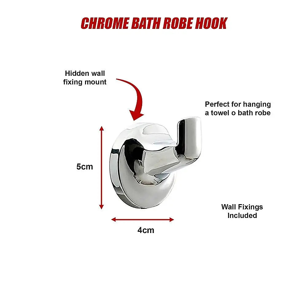 Bathroom Accessories Set 6 Piece Pack Chrome Wall Mounted Easy Fittings - Home & Garden > DIY > Kitchen & Bathroom DIY