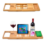 Bathroom Bamboo Bath Caddy Wine Glass Holder Table Tray Bathtub Rack Soap Shelf - Home & Garden > Bathroom Accessories