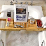 Bathroom Bamboo Bath Caddy Wine Glass Holder Table Tray Bathtub Rack Soap Shelf - Home & Garden > Bathroom Accessories