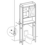Bathroom Organiser Rack with Small Cabinet Steel Frame 64 x 24 x 171 cm Rustic Brown and Black - Furniture > Dining >