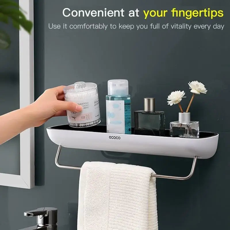 Bathroom Shelves Organizer Wall Mount Home Towel shelf Shampoo Rack With Towel Bar Storage Rack Bathroom Accessories