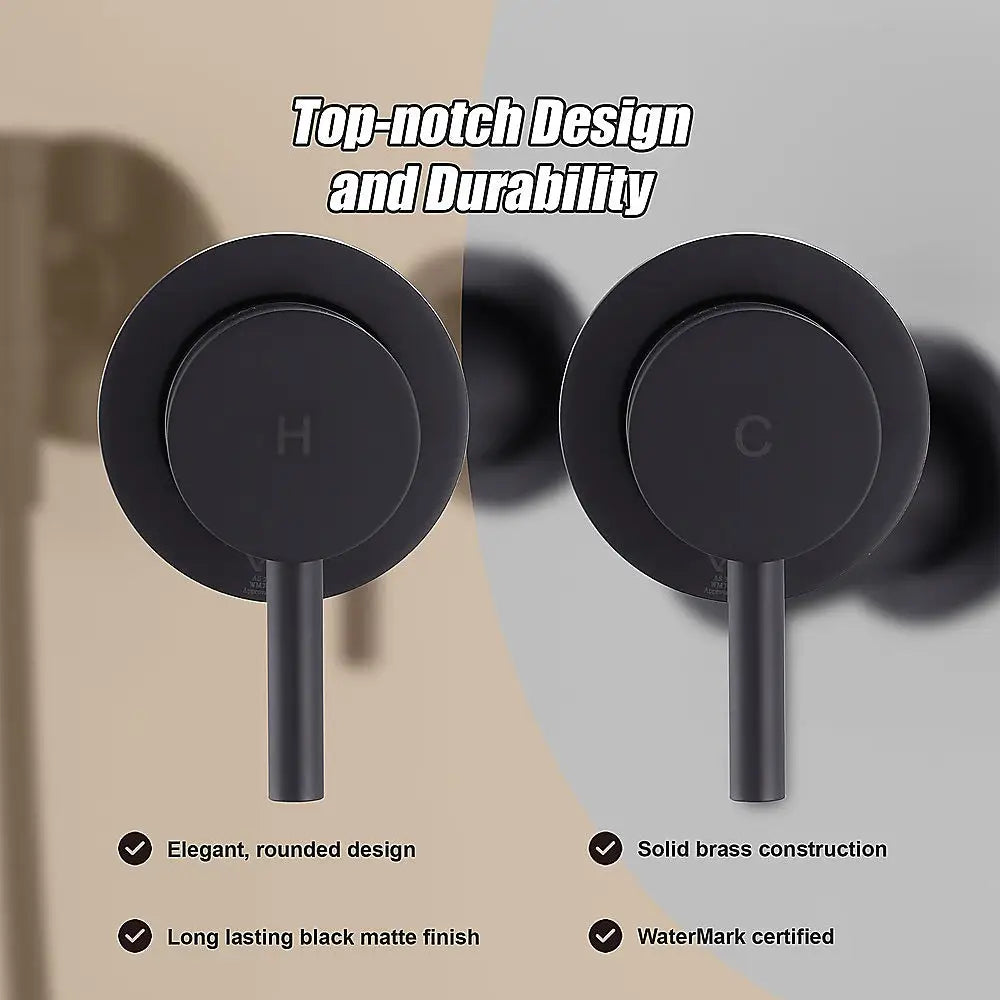 Bathroom Shower Bath Hot and Cold Mixer WATERMARK Certified in Black - Furniture > Bathroom > Tap & Sink Accessories