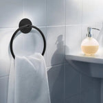 Bathroom Towel Ring Bathroom Towel Rack Adhesive Hand Towels Holder Towel Hanger Round Black - Home & Garden > Bathroom