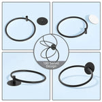 Bathroom Towel Ring Bathroom Towel Rack Adhesive Hand Towels Holder Towel Hanger Round Black - Home & Garden > Bathroom