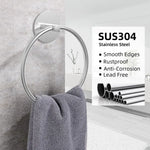 Bathroom Towel Ring Bathroom Towel Rack Adhesive Hand Towels Holder Towel Hanger Round Silver - Home & Garden >