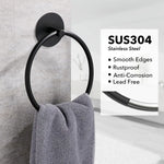 Bathroom Towel Ring Bathroom Towel Rack Adhesive Hand Towels Holder Towel Hanger Round Black - Home & Garden > Bathroom
