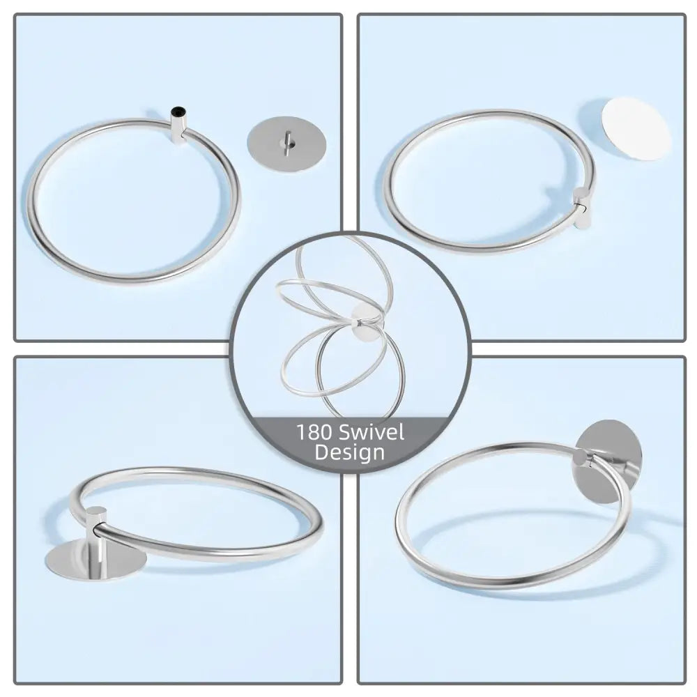 Bathroom Towel Ring Bathroom Towel Rack Adhesive Hand Towels Holder Towel Hanger Round Silver - Home & Garden >