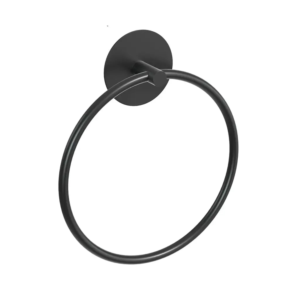Bathroom Towel Ring Bathroom Towel Rack Adhesive Hand Towels Holder Towel Hanger Round Black - Home & Garden > Bathroom