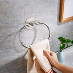 Bathroom Towel Ring Bathroom Towel Rack Adhesive Hand Towels Holder Towel Hanger Silver - Home & Garden > Bathroom
