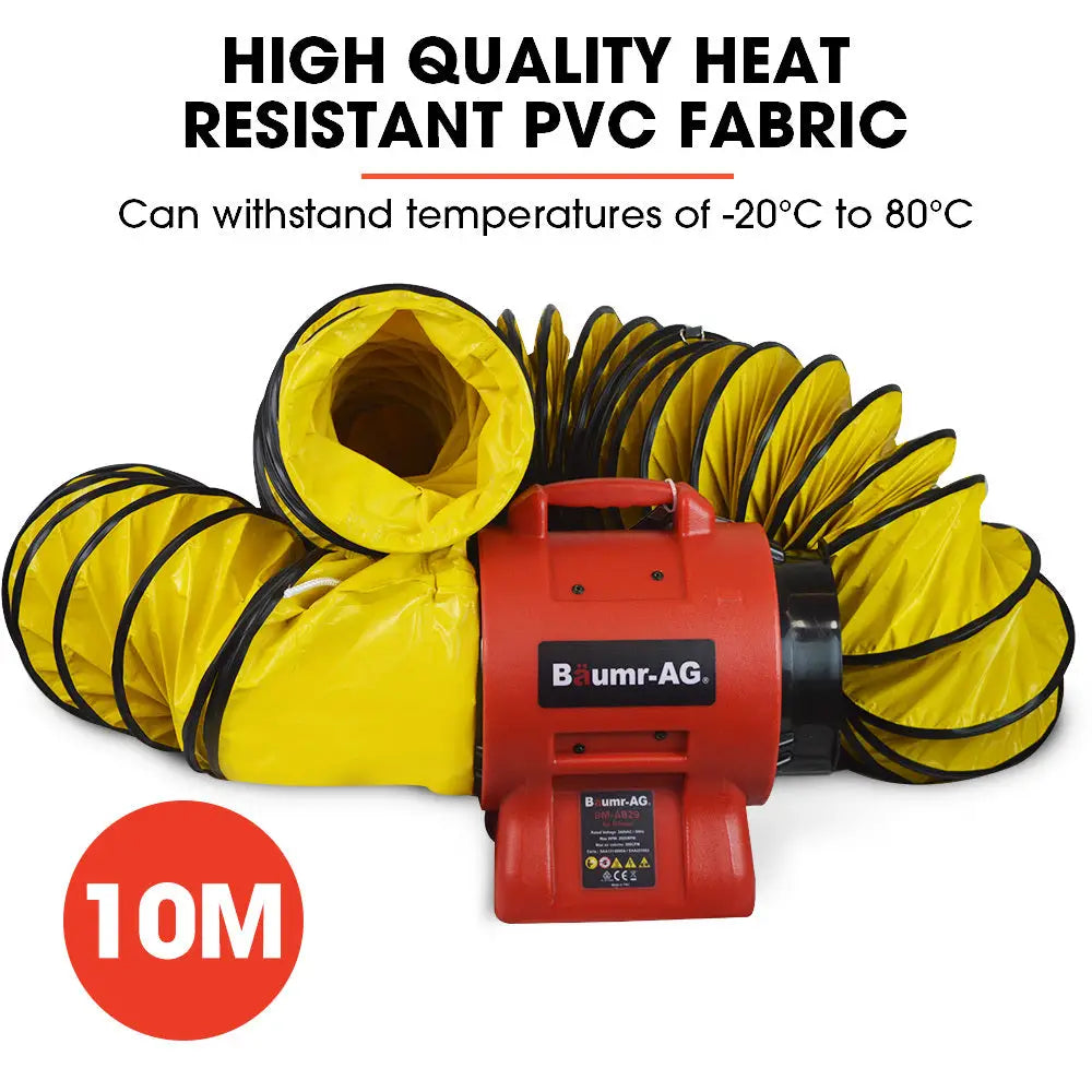 Baumr-AG 200mm (8 inch) Portable Axial Air Mover Blower Fan with 10m Ventilation Duct - Appliances > Appliances Others