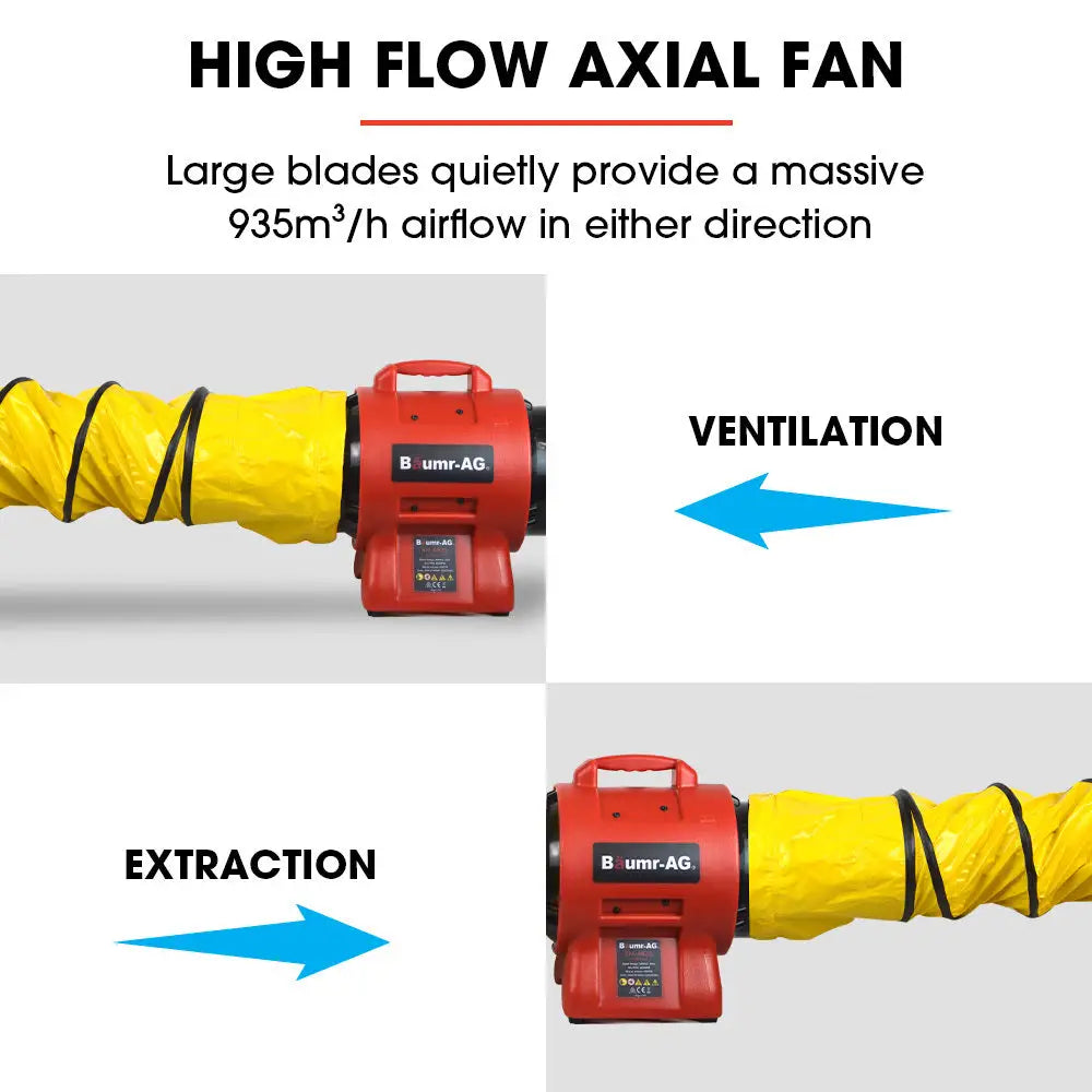 Baumr-AG 200mm (8 inch) Portable Axial Air Mover Blower Fan with 10m Ventilation Duct - Appliances > Appliances Others