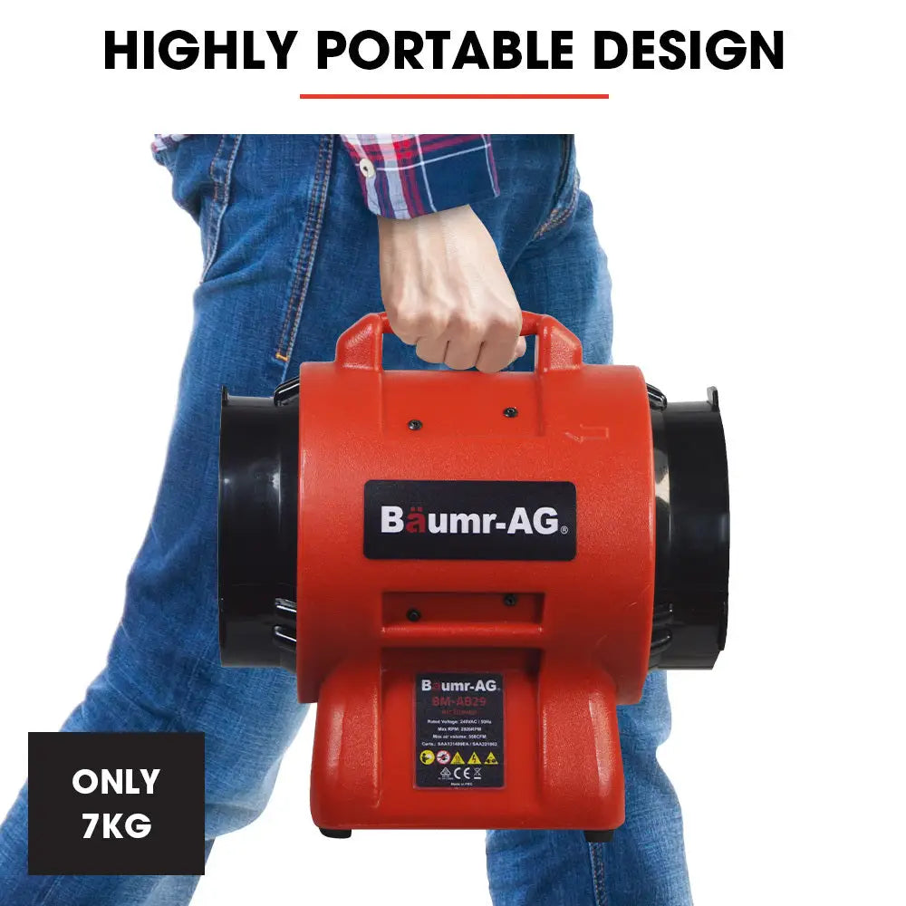 Baumr-AG 200mm (8 inch) Portable Axial Air Mover Blower Fan with 10m Ventilation Duct - Appliances > Appliances Others