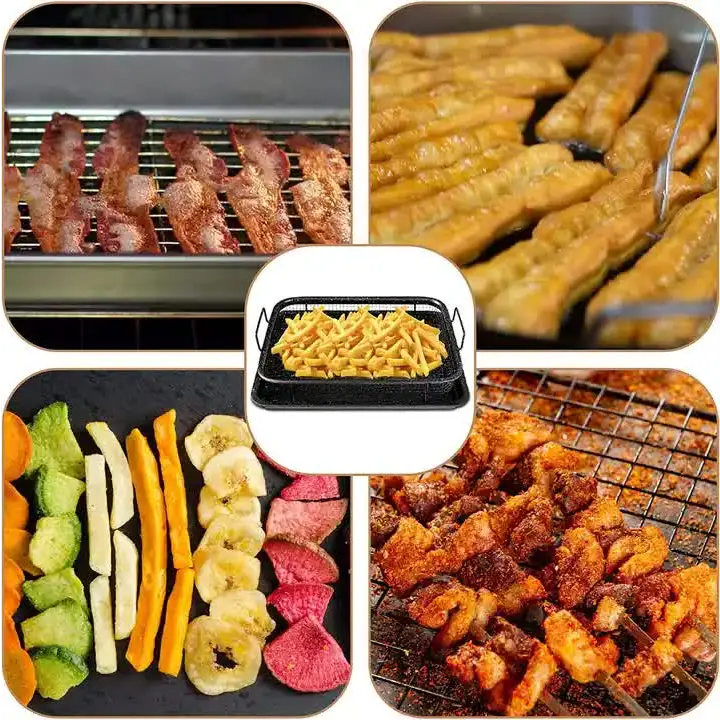 BBQ Square Non-Stick Stainless Steel Grill Basket - Silver Color Small Size (30*22*5.5 cm) Ideal for Grilling Meat