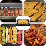 BBQ Square Non-Stick Stainless Steel Grill Basket - Silver Color Small Size (30*22*5.5 cm) Ideal for Grilling Meat
