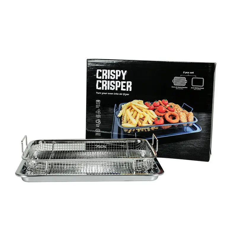 BBQ Square Non-Stick Stainless Steel Grill Basket - Silver Color Small Size (30*22*5.5 cm) Ideal for Grilling Meat