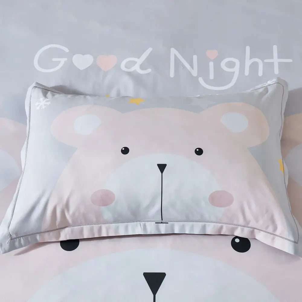 Bear Kids Quilt Cover Set - King Single Size - Home & Garden > Bedding