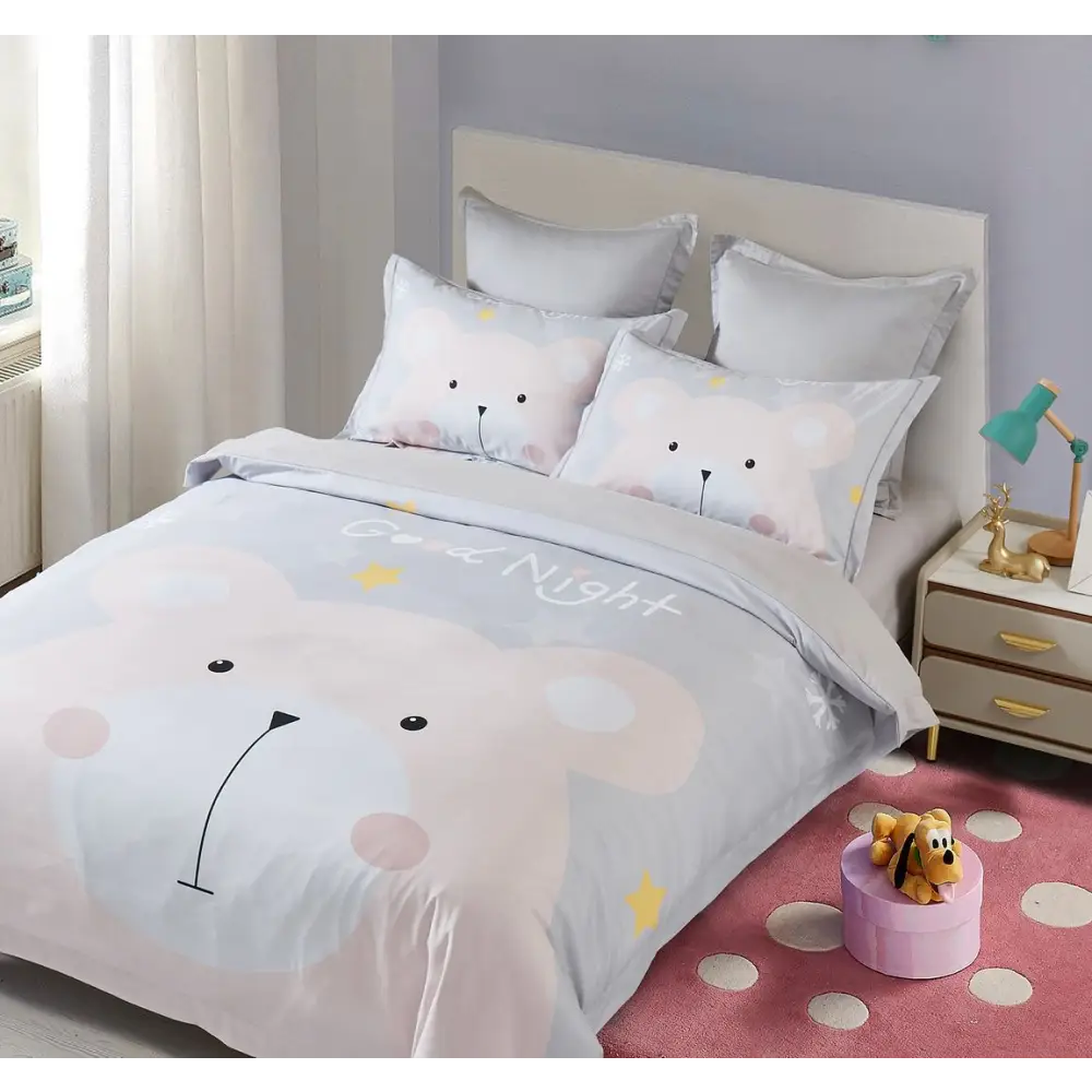 Bear Kids Quilt Cover Set - Single Size - Home & Garden > Bedding