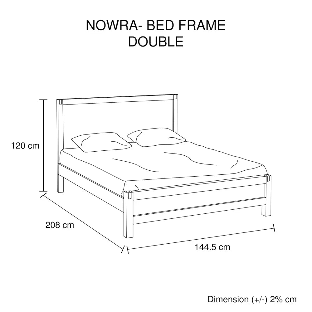 Bed Frame Double Size in Solid Wood Veneered Acacia Bedroom Timber Slat in Chocolate - Furniture > Bedroom